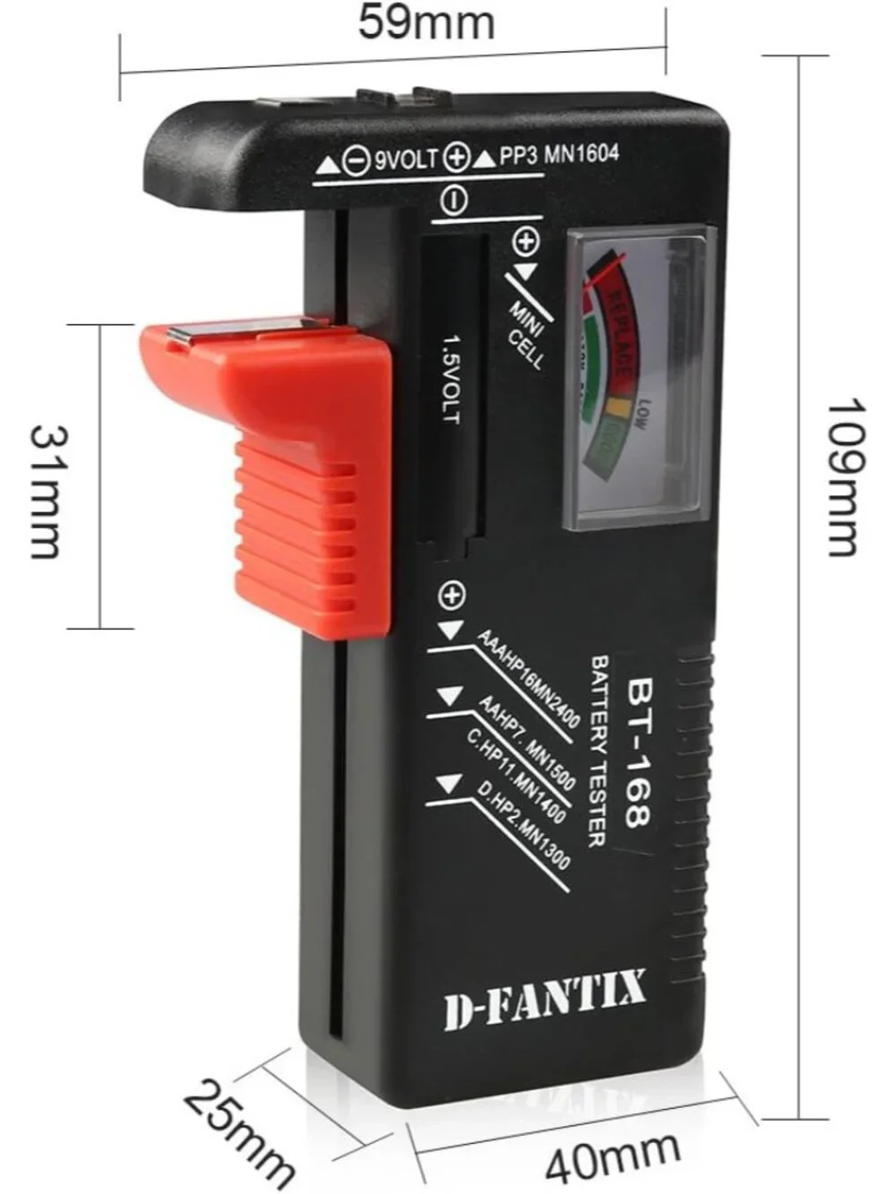 No-Battery Required Battery Tester for All Common Household Batteries - BT-168